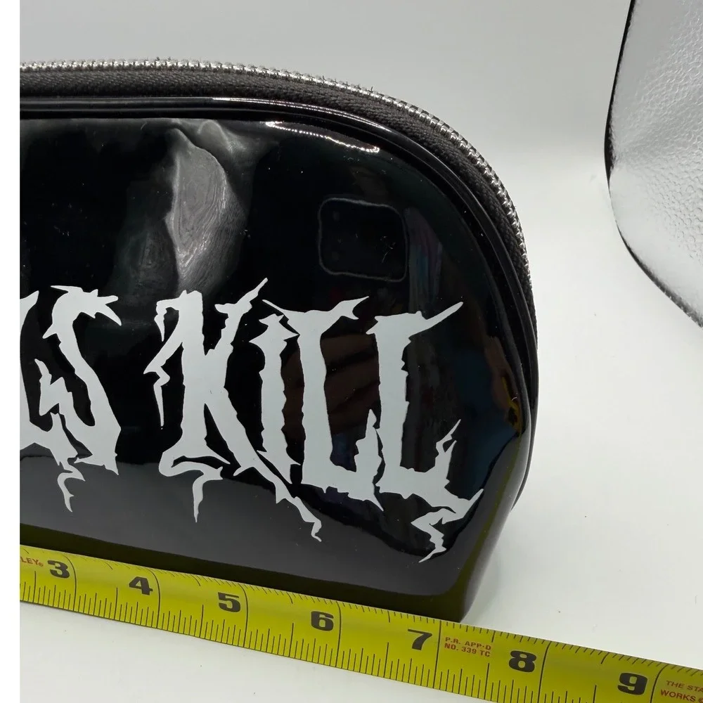 Dolls Kill Makeup Bag Womens OS Black NEW Patent Goth Cosmetic Case